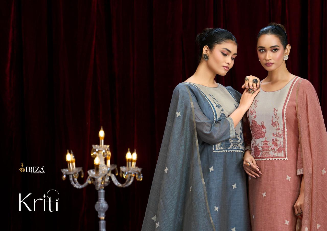 Ibiza kriti lilen cotton dress material wholesale singles surat